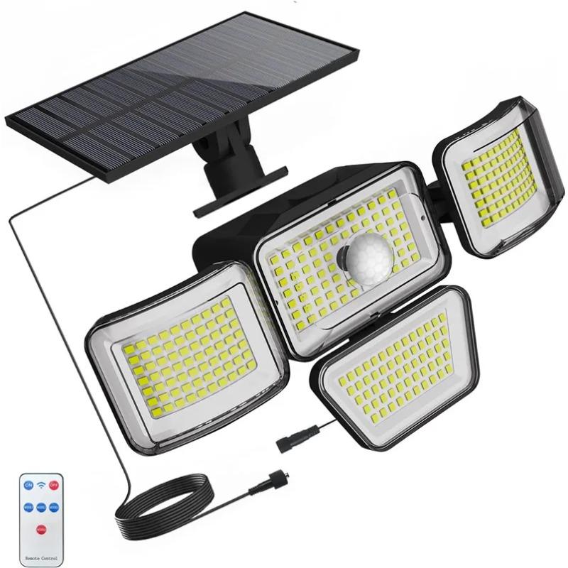 278LED Solar Lights 4 Head Adjustable with 3 Lighting Modes IP65 Waterproof Solar Lights Outdoor Garden Security Lights