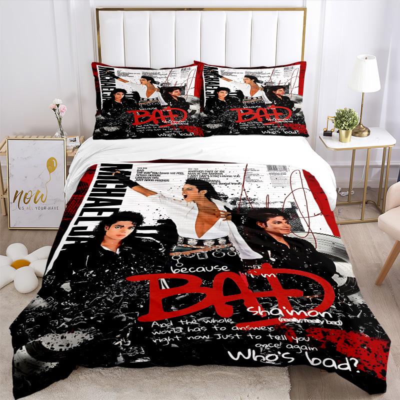 Michael Jackson Bad Album Print 3Pcs Bedding Setduvet Cover With 2 Bedropillowcase Home Birthday Gift