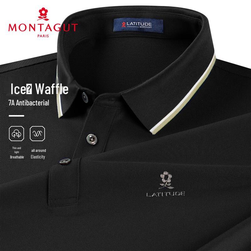 MONTAGUT Men s Waffle Texture Stretch Polo Shirt 2XL