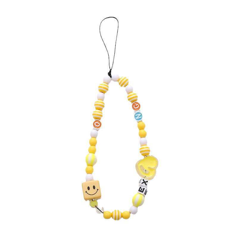 Colorful Cartoon Bear Mobile Phone Chain with Electroplating Grid Design