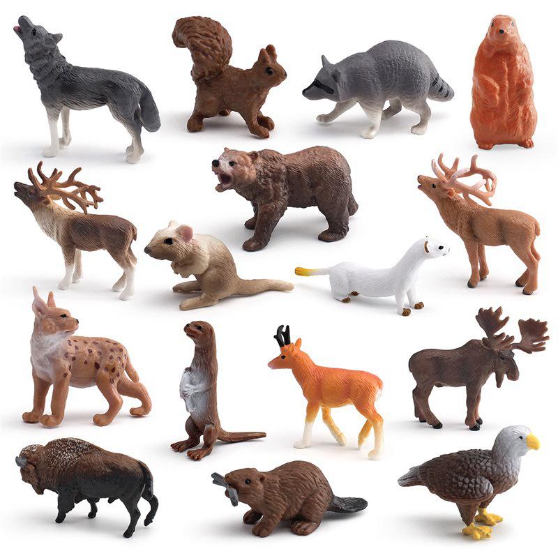 Wild Animal Simulation Set: Reindeer, Brown Bear, Antelope, Beaver, Squirrel, Gray Wolf - Children's Cognitive Ornament