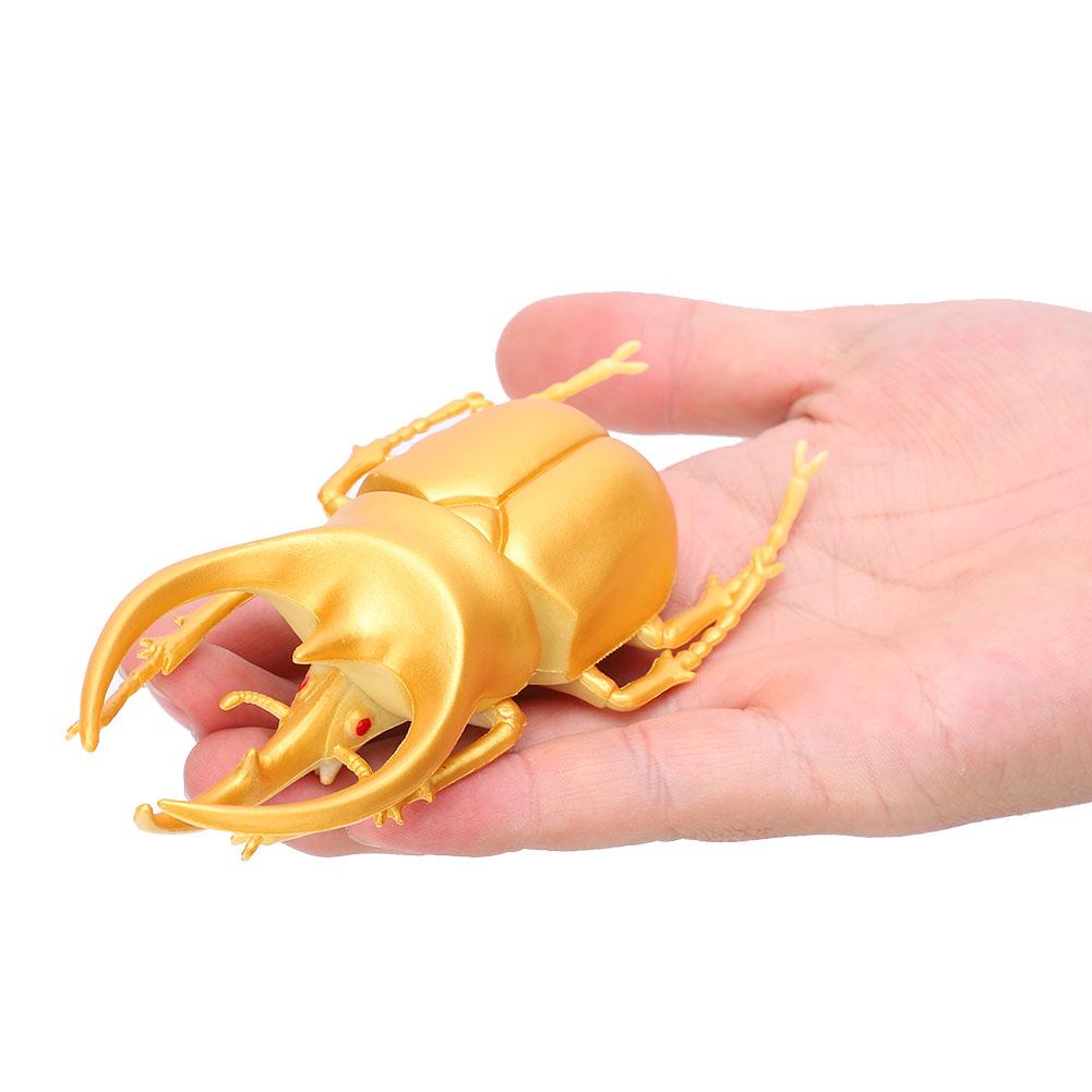 6pcs Simulation Beetle Insect Model Halloween Trick Props NonToxic PVC Insect Toy(Gold )