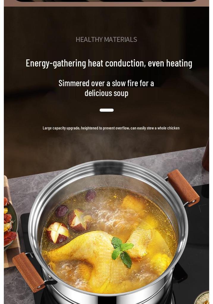 Visible Lid 316L Stainless Steel Steamer Pot with Extra Thick Anti-scalding Design and Double Three-Layer Steaming Basket