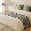 Green Forest Vintage-Style Bed Runner: Retro Luxury for Homestays