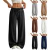 Weit geschnittene Damenhose mit lockerem Bein, lässige Hose mit lockerem Schnitt, hochelastischer Bund, lange Hose mit Taschen
