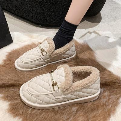 Autunno e Inverno con Mocassini di Peluche e Spessi con Fibbia Metallica per Donna