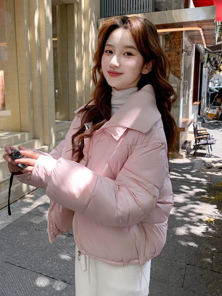 Herbst Winter Verdicken Warmer Parka Damen Lässig Süß Einfarbig Große Tasche Lockere Jacken Oberbekleidung