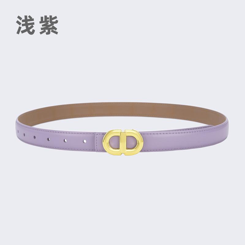Ladies Belt Letter Alloy Buckle Simple Decorative Belt Leather Student Daily Casual Wear