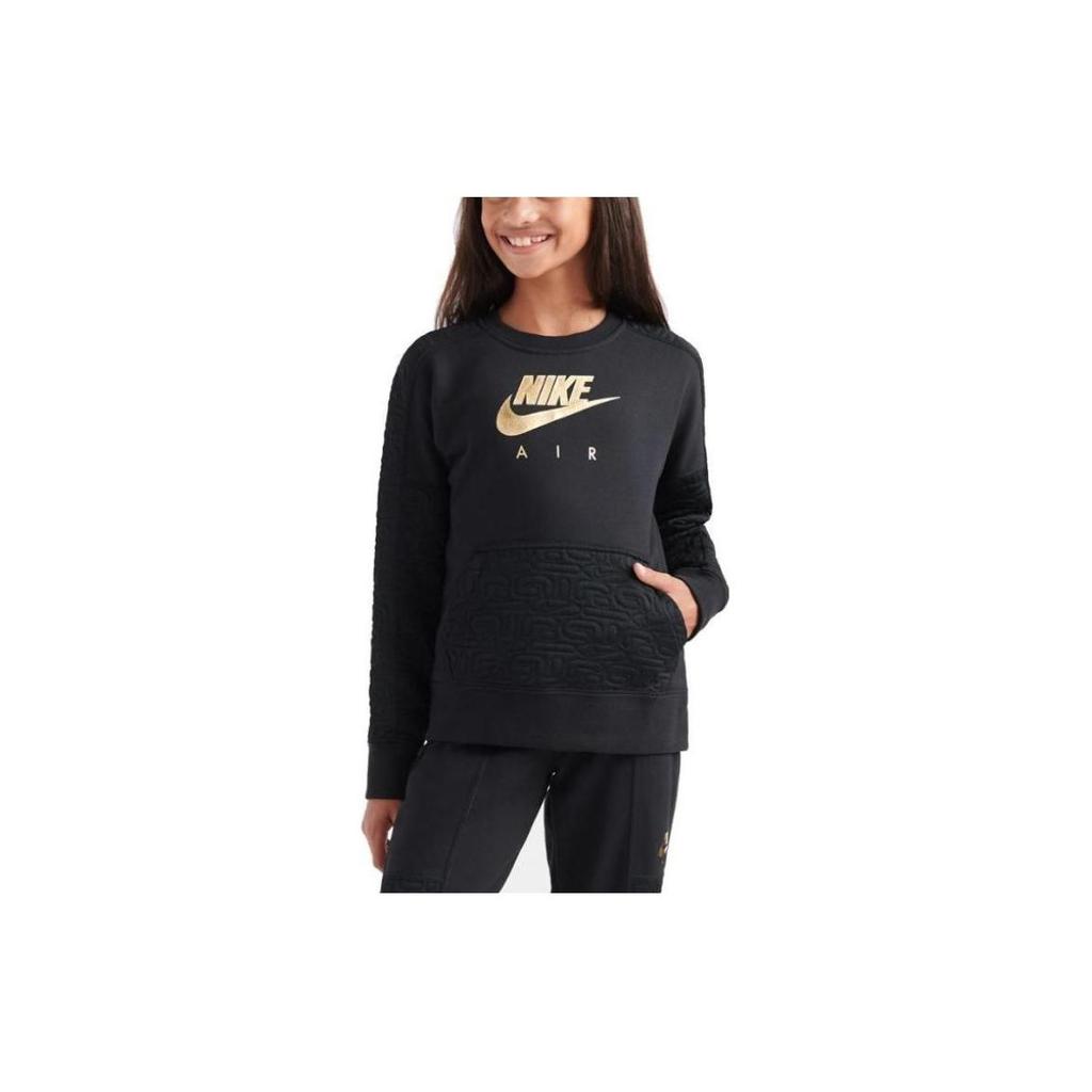Nike Kids SS23 Printed Pullover Long Sleeve Sweatshirt Kids Sweatshirt Black BV2703-010