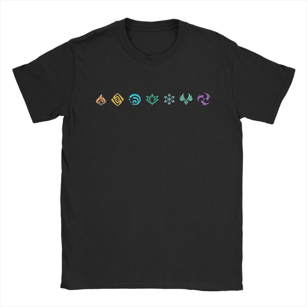 Vintage Genshin Impact Cartoon TShirts for Unisex Unisex Round Neck 100 Cotton T Shirts Gaming EleUnisext Tee Shirt Gift Idea Tops