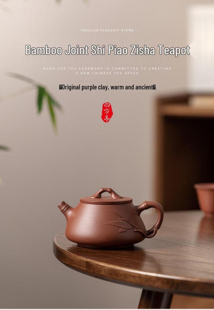 Handmade Yixing Zisha Shi Piao Teapot for Gongfu Tea, Single-Person Use, High-End Artist Design