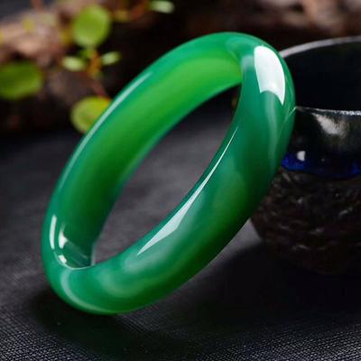 Brățară cu model de calcedon verde natural de 15 mm, la modă, brățară de agat, brățară de jad, cadou pentru femei