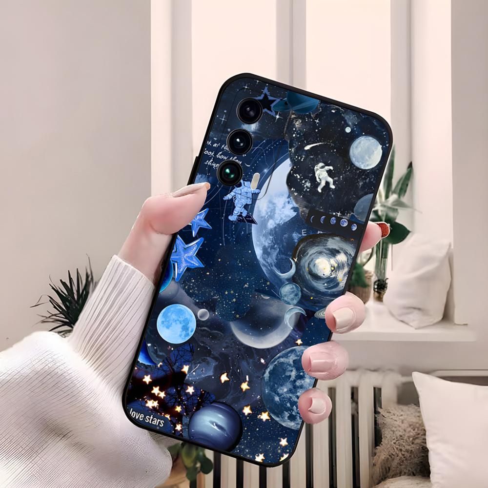 

Astronaut Moon Stars Phone Case For Samsung S26 S25 Edge S24 S23 S22 S21 Ultra Plus Fe A55 56 15 4G 5G Galaxy Silicon Cover Galaxy S21 FE 5G