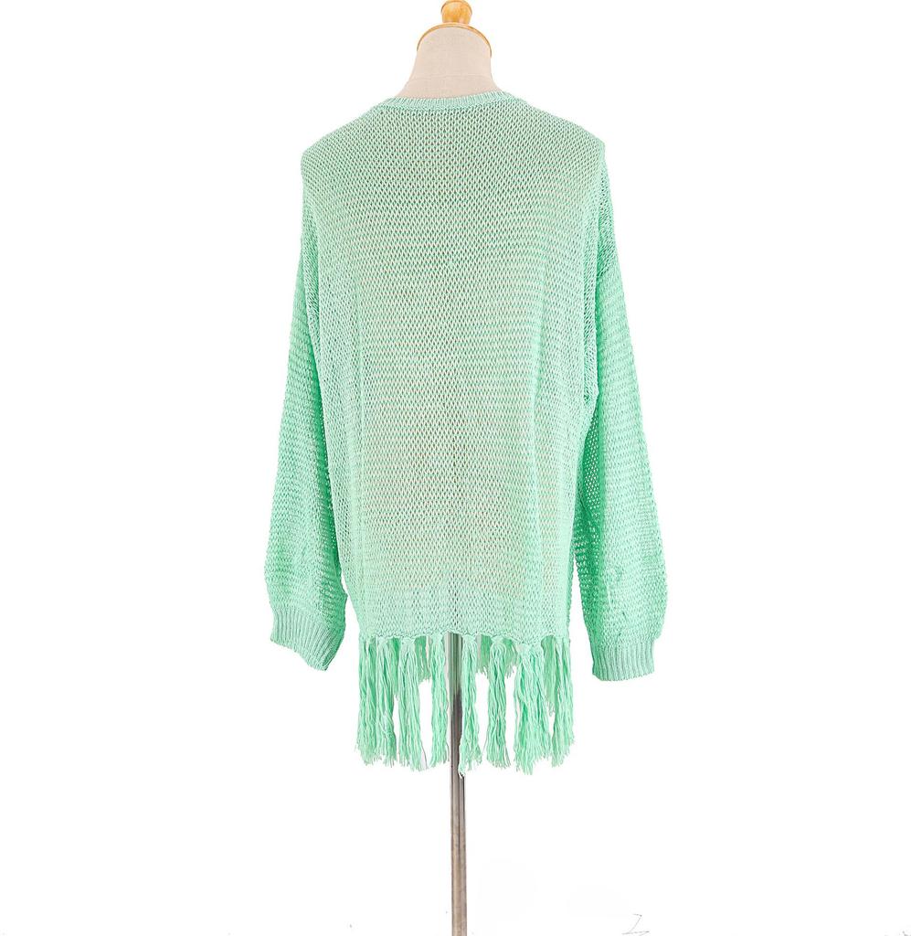 Capa de Praia Europeia e Americana com Franjas: Roupa de Praia Tricotada Vazada, Proteção Solar para Férias à Beira-Mar