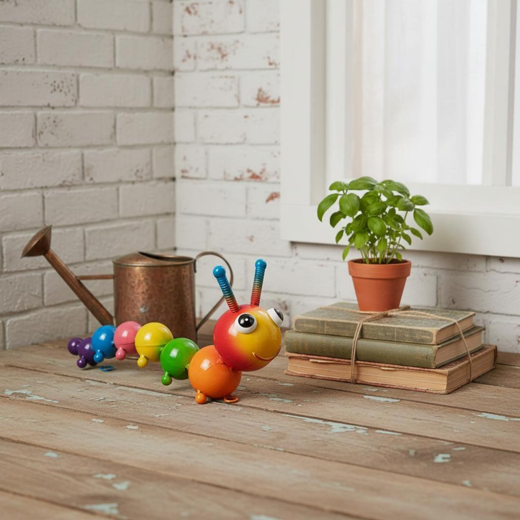 Colorful Metal Caterpillar Figurine Outdoor Decoration Metal Caterpillar Decor Bug Garden Decor Handmade Design Handmade