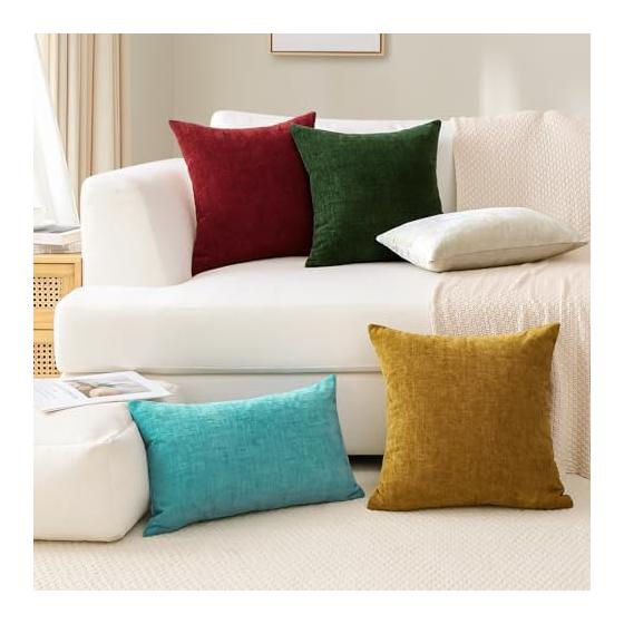 Otostar Cushion Cover 45x45cm 1 Piece Plain Stylish Cute Chenille Fabric Modern with Hidden Zipper for Interior Home Decoration Decorative Pillow