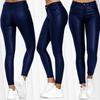 Pantaloni Skinny Donna Vita Alta Colore Unico Ecopelle Pantaloni Moda Casual