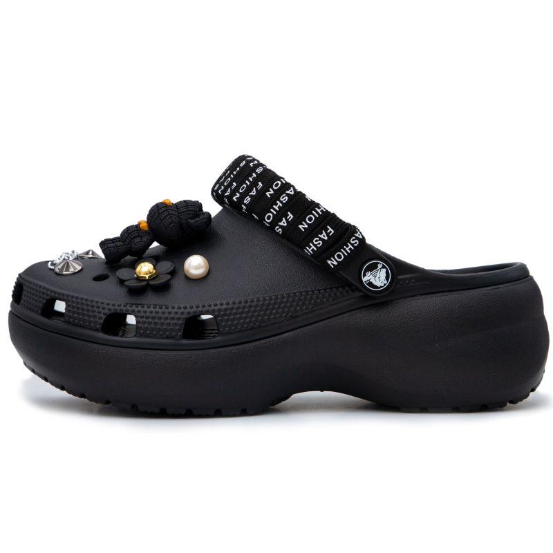 

Crocs Classic Platform Clog Winding Figure Cloud Casual Versatile Hole Shoes Women s Black 34-35 чёрный