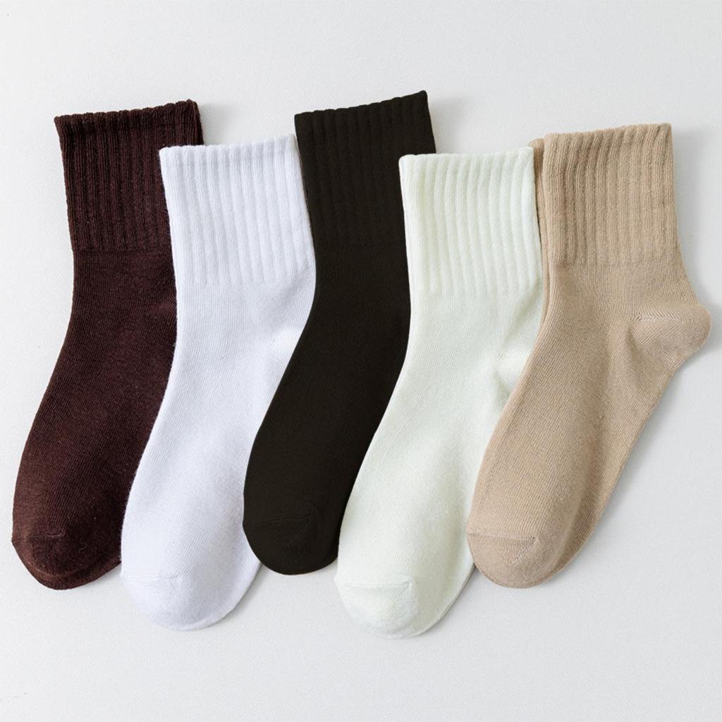 5 Paar, Damen, Weiche Socken, Mittelhohe Socken, Buchstaben-Socken, Warme Socken, Oberbekleidung, Hohe Socken, Lange Socken, Lange Socken, Sportsocken