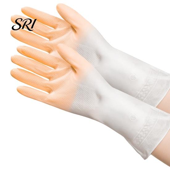 Reusable Gloves 1 Pair Household Cleaning Waterproof Anti-Slip Protective with Extended Cuffs Dishes Kitchen оранжевый