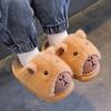 Capybara Children Slippers Winter New Cute Fluffy Cotton Floor Shoes Woman Warm Indoor Cartoon Plush Floor Home Slippers