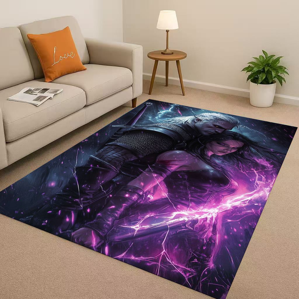 3D The W-Witcher Game Geralt Gamer Cartoon Living Room Non-Slip Area Rug Carpet for Bedroom Playroom Sofa,Home Doormat Kid Gift