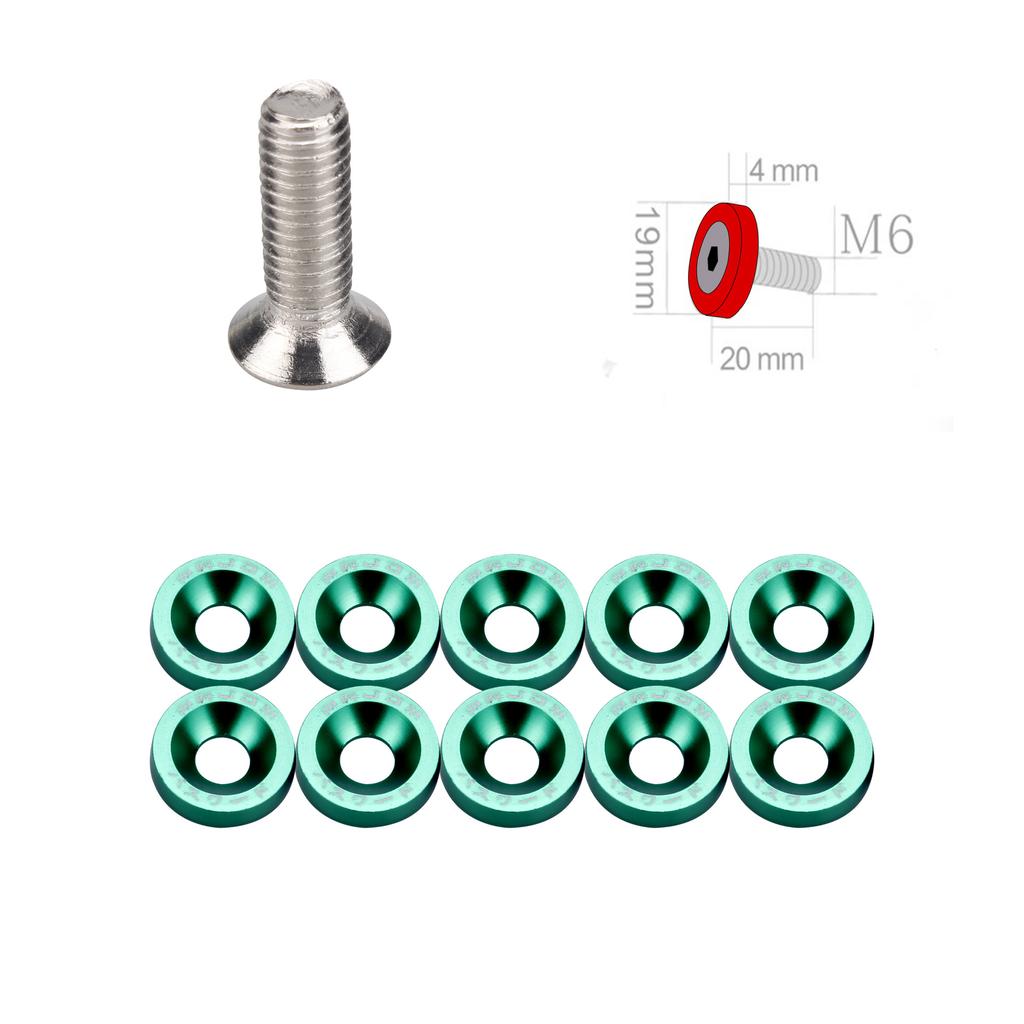 Car Modification Aluminum Alloy M6 Thickened Spacer Screws Battery Guard Plate Washers Mudguard Screws Decoration