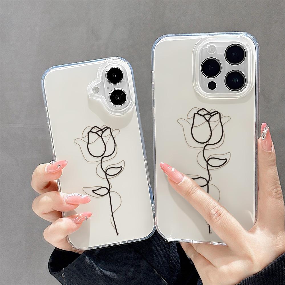 Painted Phone Case for iPhone 12 13 15 16 iPhone 16 12 13 14 15 Pro  14 15 16 Pro Max Coverage Shockproof Anti-Fingerprint Fresh Style Protective Case