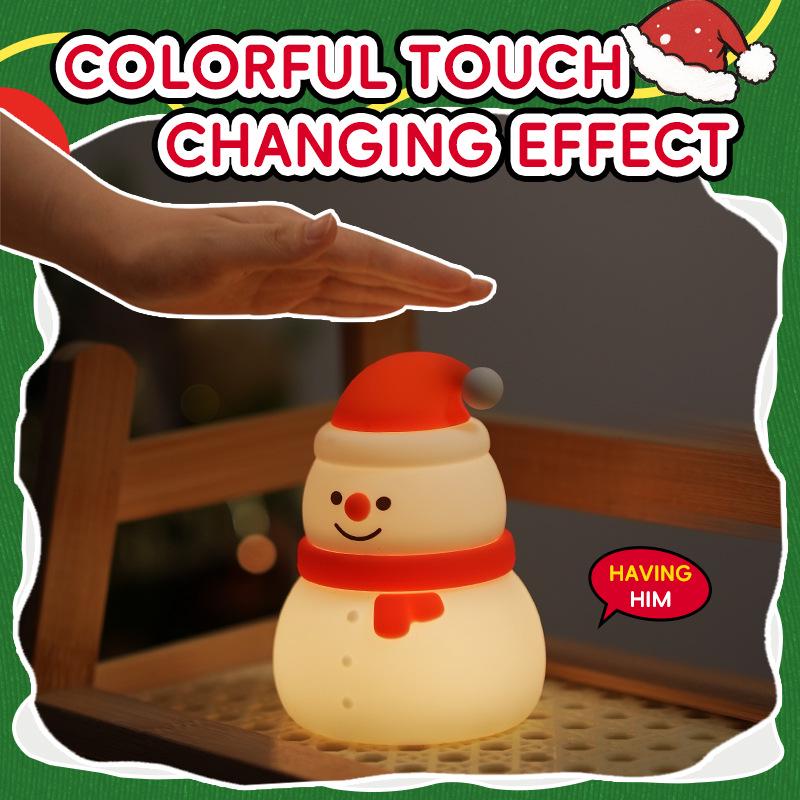 Christmas Tree Small Snowman Night Light - Creative Silicone Decoration & Festive Gift