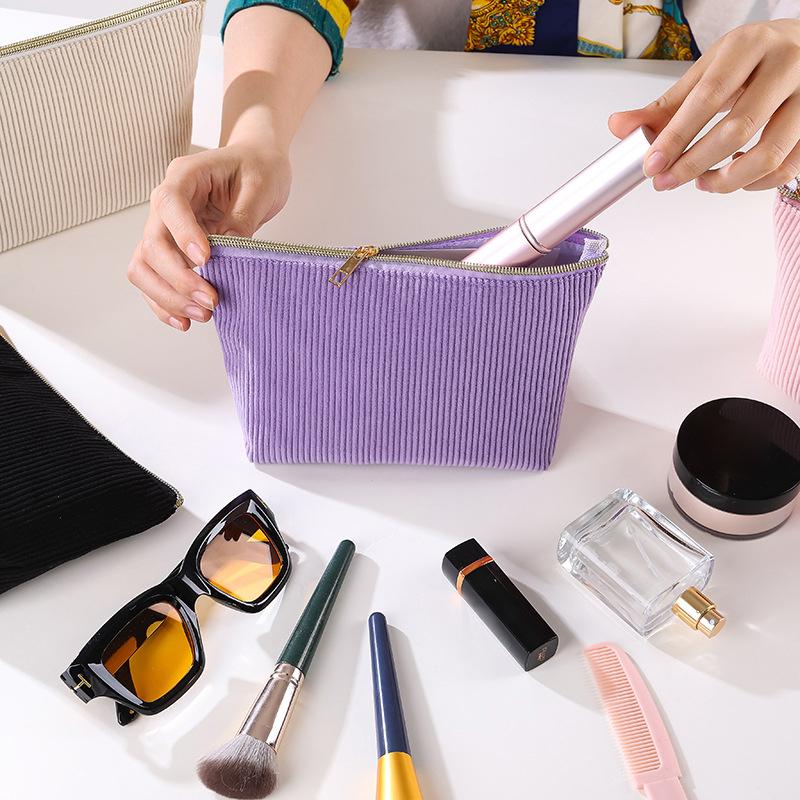 Multi-Purpose Corduroy Storage Bag Cosmetic Bags Portable Travel Makeup Bag Cosmetics Organizer Coin Purse Stationery Bag