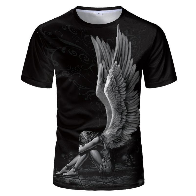 Men T Shirt Spirit Anime 3D Fluorescent Angel Print T Shirt Unisex-Adult Hipster 3D T Shirts