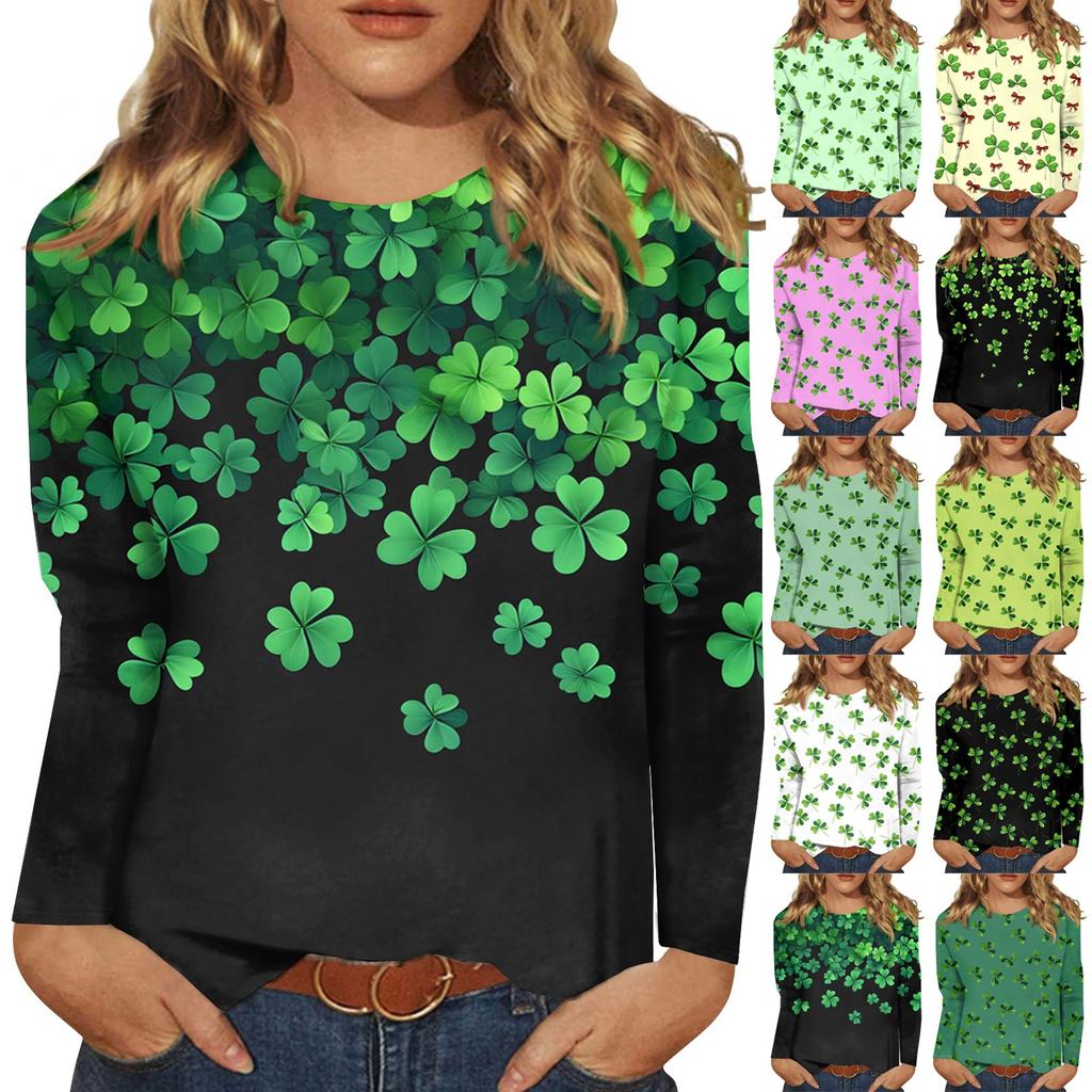 Long Sleeve Shirts For Women Cute Print Graphic Tees Blouses Casual Plus Size Basic Tops Pullover Christmas