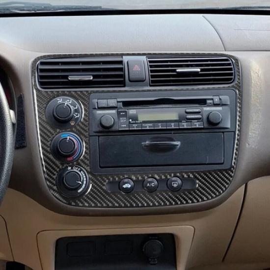 For Honda Civic 2003-2005 Carbon Fiber Interior Central Console Cover Trim 1PCS