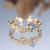 Charm Damen Wasserblau Kristall Verstellbarer Offener Ring Goldfarbe Süßes Geschenk Hochzeits Schmuck Für Frauen