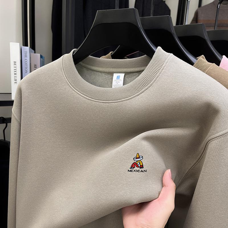 Herren-Sweatshirt mit Rundhalsausschnitt und Fleece-Futter – Warm, Locker und Vielseitig für Frühling, Herbst und Winter.