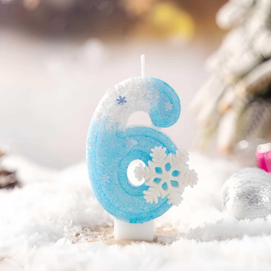Snowflake Number Birthday Candles for Cake Party Decoration - Handmade for First Birthday
