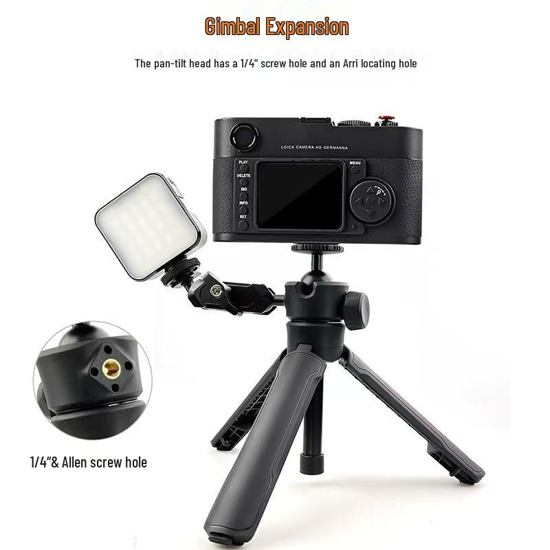 Compact Folding Vlog Selfie Tripod with Telescopic Extension and Handheld/Desktop Options