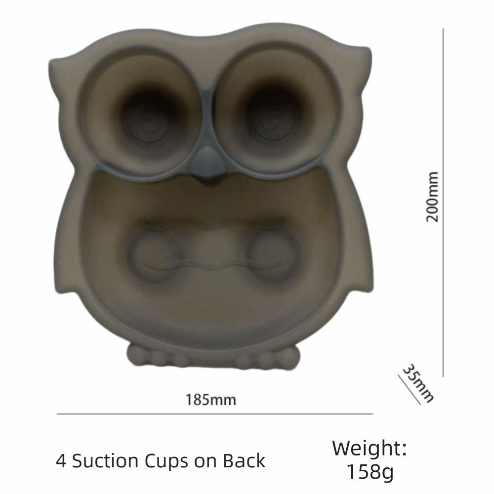 Owl Shape Toddler Suction Plates Food-Grade Silicone BPA-Free Stay Put Divided Baby Plates Non-Slip Unbreakable Baby Plate
