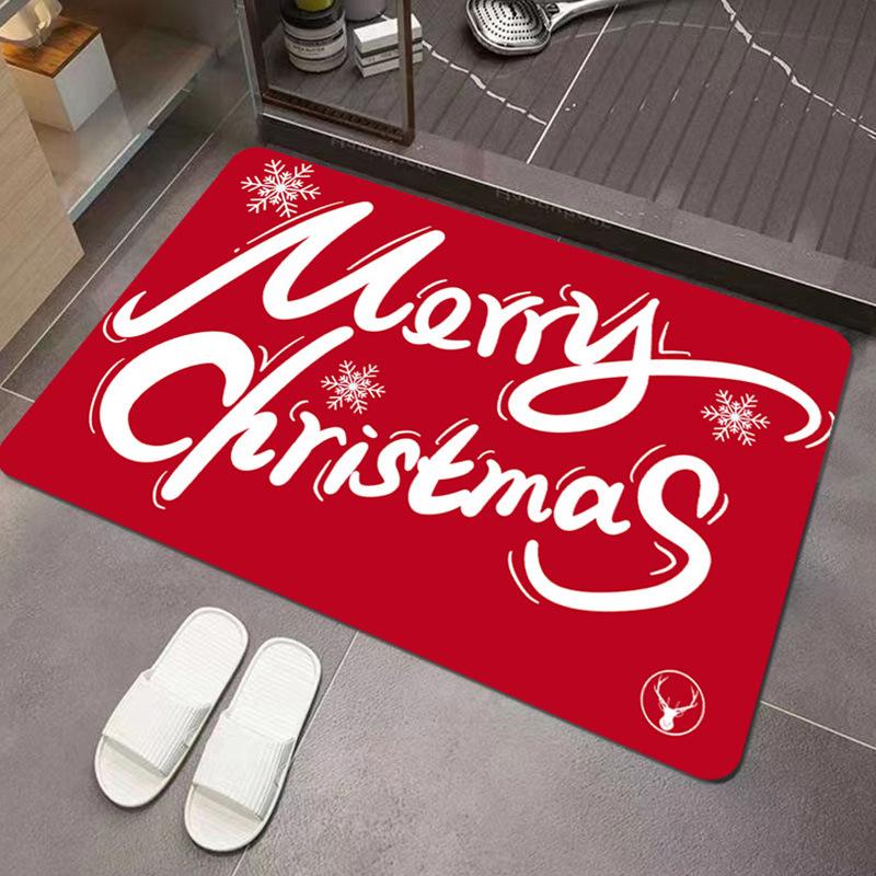 

Рождественский коврик для ванной комнаты, коврик для пола из диатомовой грязи, водопоглощающий нескользящий коврик для ванной комнаты, коврик для ног, быстросохнущий ковер 40x60cm