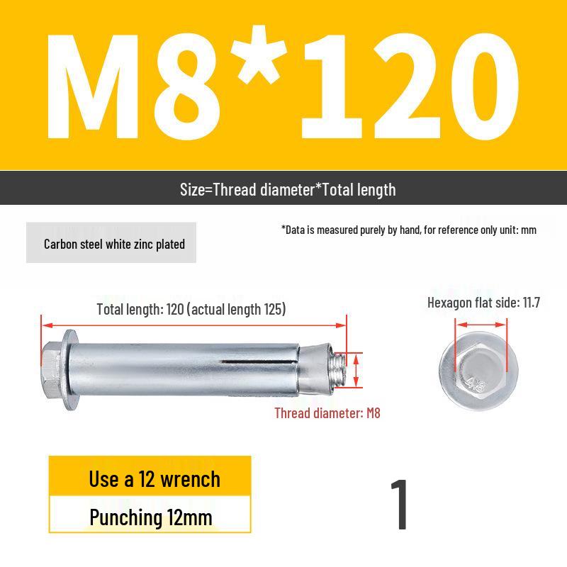 Galvanized External Hex Internal Expansion Bolt Set - M6/M8/M10/M12