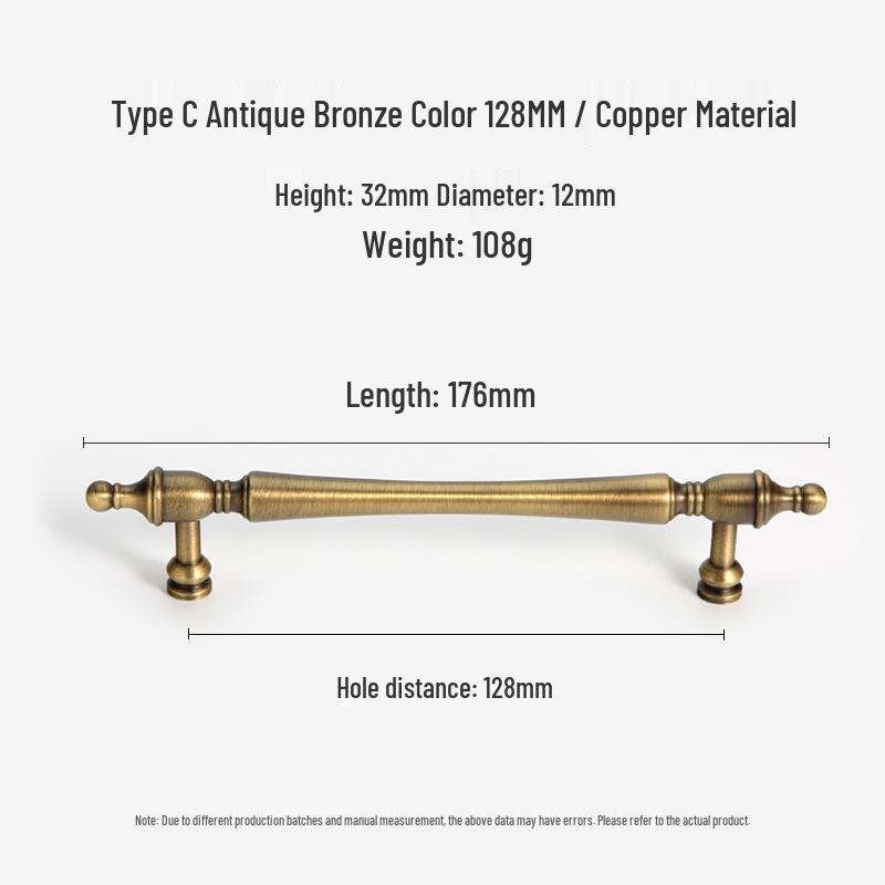 Bronze Brass Pull Handle: New Chinese Style Cabinet, Wardrobe & Drawer Retro Door Handle
