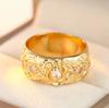 Trendy Inlaid White CZ Flower Women's Ring Exquisite Gold Color Hand Carving Daily Wear Party Jewelry Anniversary Gift