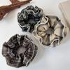 Retro Large Double Layer Plaid Lace Hair Scrunchies Brown Headbands Womens Elegant Hair Tie Girl Hair Rope Rubber Band Headdress
