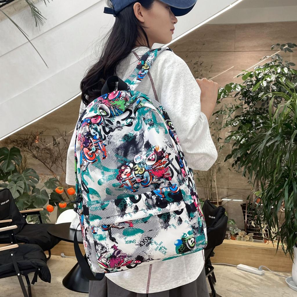 Schoolbag1011 New Personalized Graffiti Large Capacity Class Backpack Fashion Versatile School Bag Leisure Wind Big Backpack