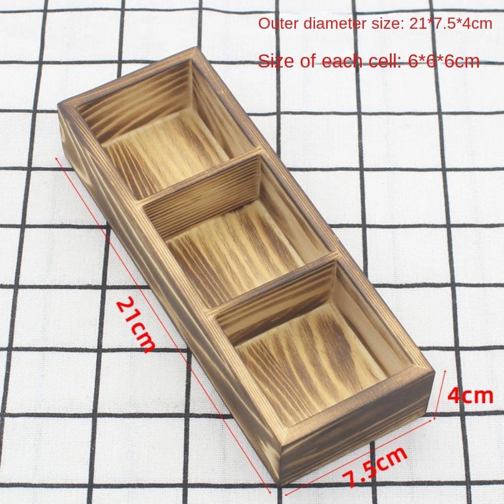 Solid Wood Retro Multi Compartment Storage Box Desktop Creativity Miscellaneous Sorting Grid
