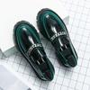 2025 New Men's Big Head Leather Shoes Thick Sole Heightening Patent Leather Glossy Casual Thick Heel Loafers Hairstylist Trendy Shoes