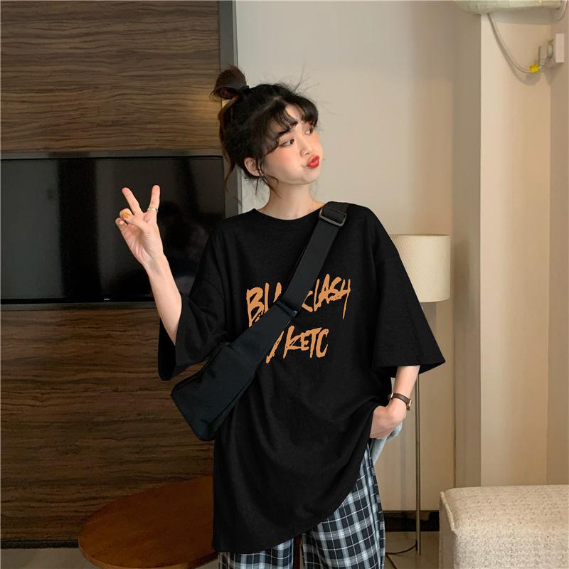 Vintage Buchstabenprint Lässiges Oversize T-Shirt Sommer koreanisch Kurzarm T-Shirts für Damen Kleidung Harajuku Studenten Y2k Oberteile Streetwear