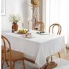 French Wedding Party Tablecloths, Pure White Tassel Tablecloths, Wedding Decorations, Reusable, Holiday Kitchen Tablecloths
