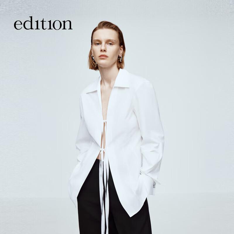 Elite Wardrobe French Tie-Waist Long Sleeve White Shirt