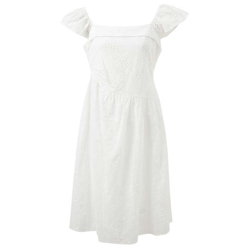 Sancai 2026 Summer French Embroidered Flutter Sleeve A-Line Dress S